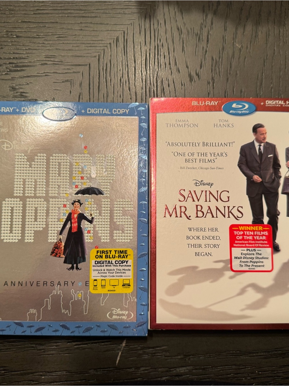 Mary Poppins & Saving Mr. Banks Blu-ray Duo - Blue, Red, Silver Covers